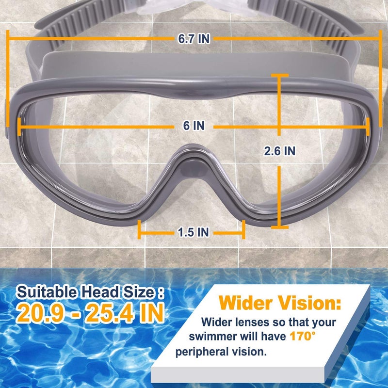 Braylin Adult Swim Goggles, 2-Pack Wide View Swim Goggles for Men Women Youth Teen, Anti-Fog, UV Protection, Over 15 Years - Image 3